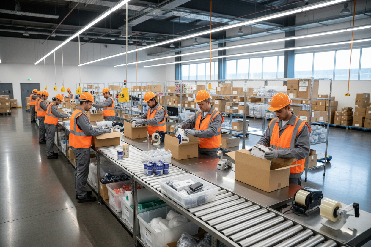 packaging with workers